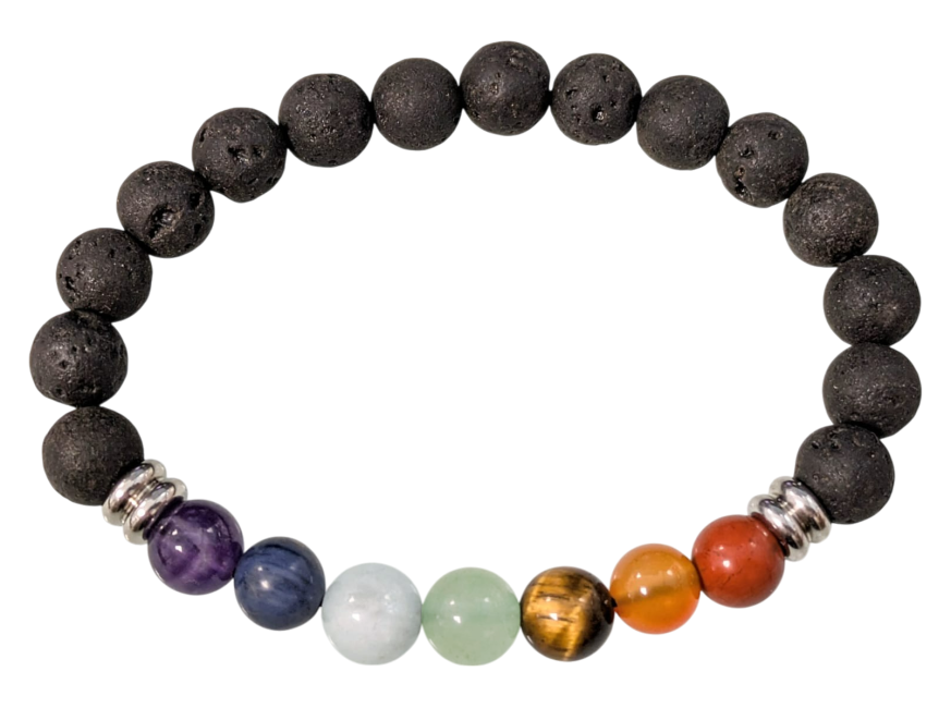 Bracelet Pierre de Lave 7 chakras Ø 8mm