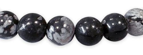 Bracelet Obsidienne Flocon de neige Ø 6mm