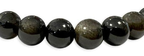 Bracelet Obsidienne noire dorée Ø 6mm