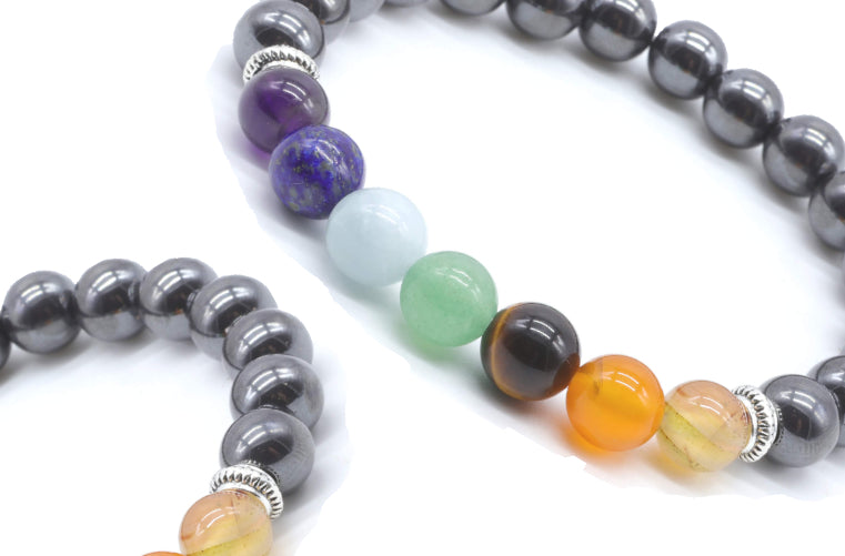 Bracelet 7 chakras Hématite 8mm