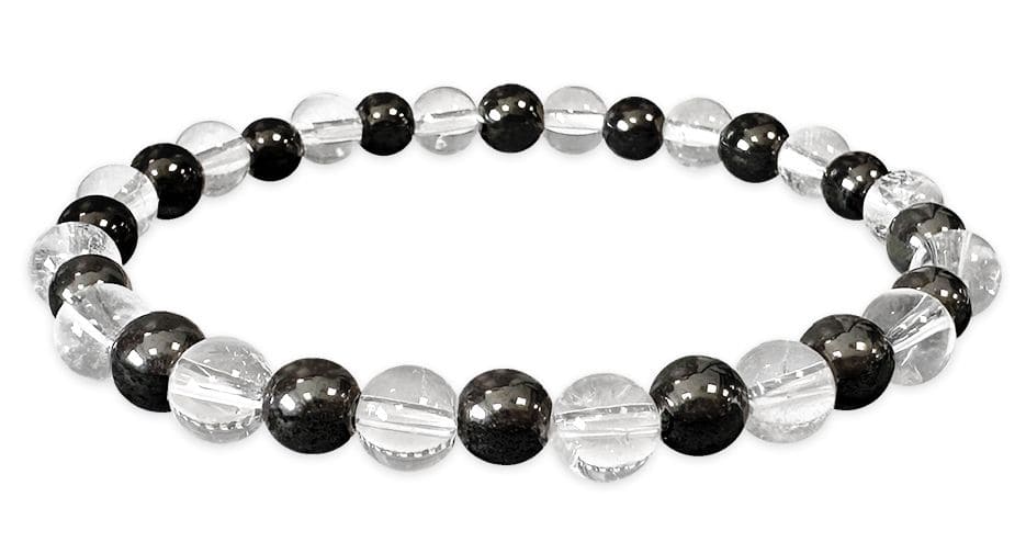 Bracelet Hematite & Cristal de roche Ø 6mm