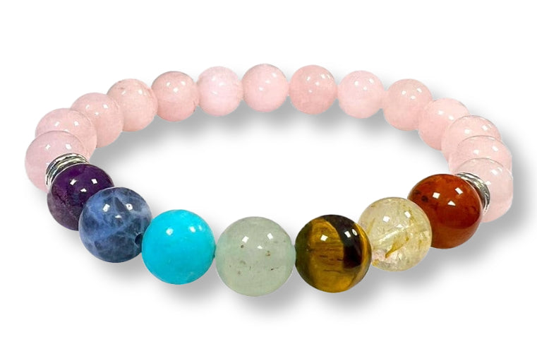 Bracelet 7 Chakras Quartz Rose Ø 8mm