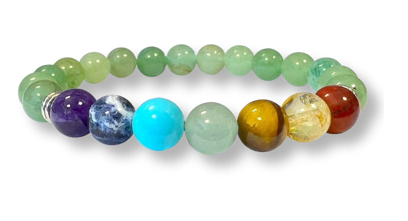 Bracelet 7 Chakras Aventurine Verte Ø 8mm