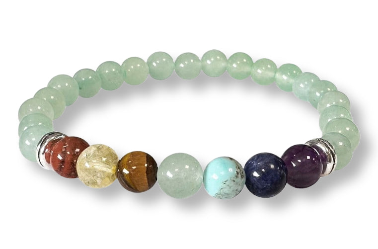 Bracelet 7 Chakras Aventurine Verte Ø 6mm