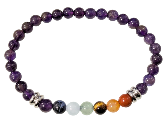 Bracelet 7 chakra amethyste Ø 6mm ---