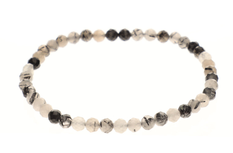 Bracelet Facette Quartz Tourmaline 4mm