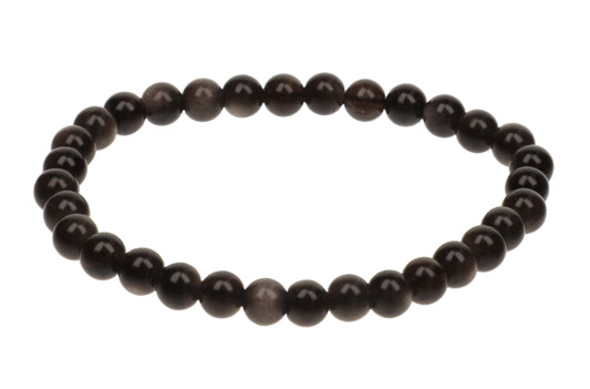 Bracelet Obsidienne Argentée 6mm