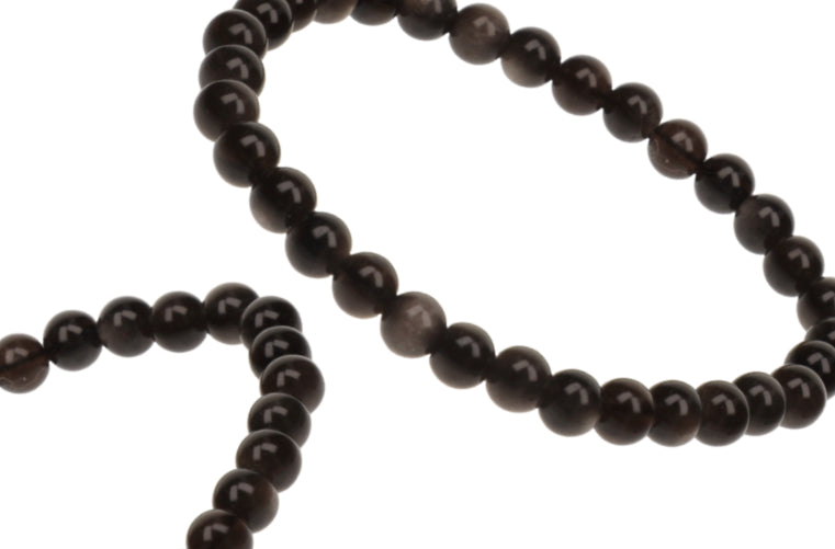 Bracelet Obsidienne Argentée 6mm