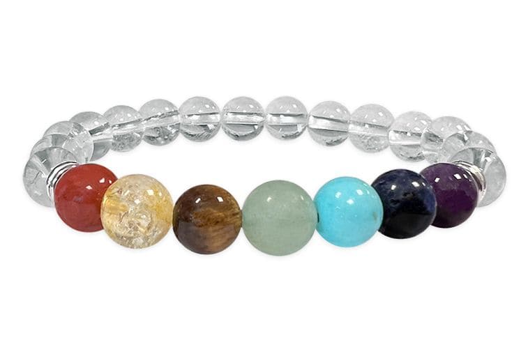 Bracelet Cristal de roche 7 chakras Ø 8mm
