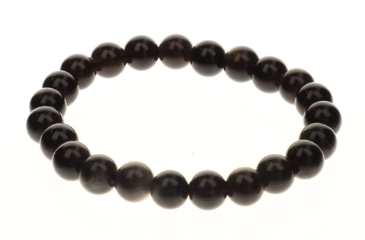 Bracelet Obsidienne Argentée 8mm