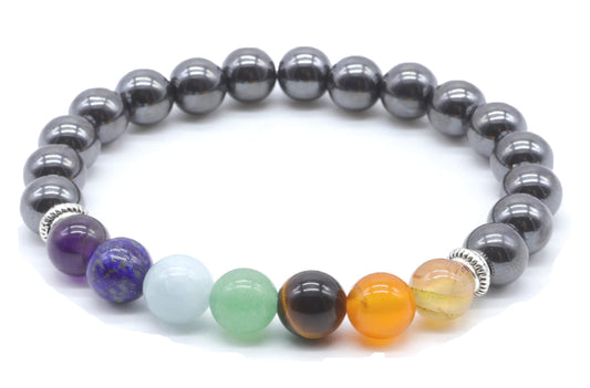 Bracelet 7 chakras Hématite 8mm