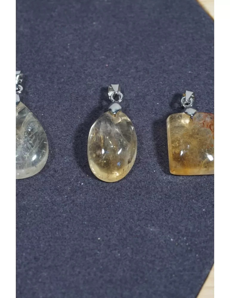 Pendentif Citrine Naturelle Laiton