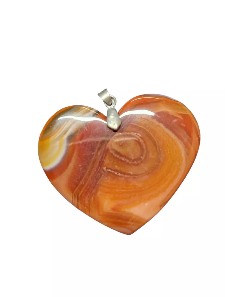 Pendentif Bélière Cornaline Forme Coeur
