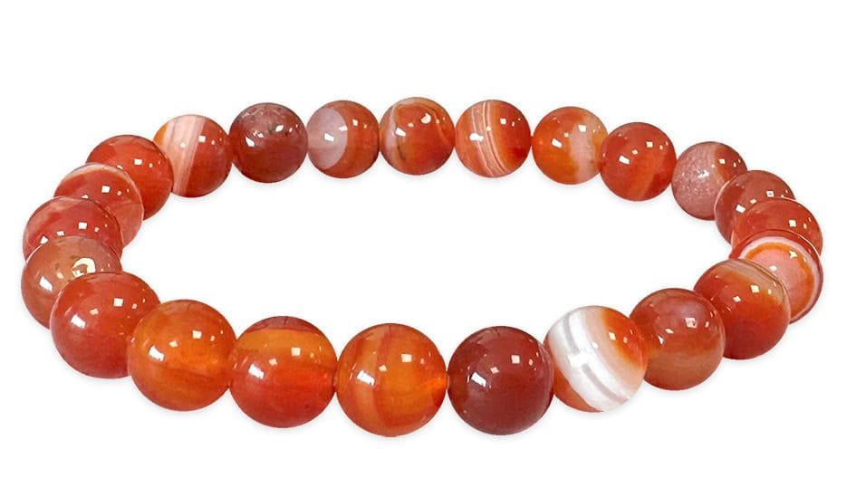 Bracelet Cornaline Rubanée Ø 8mm