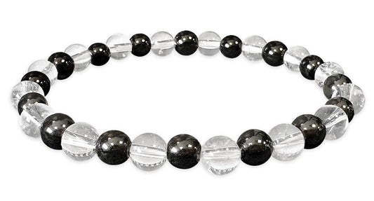 Bracelet Hematite & Cristal de roche Ø 6mm