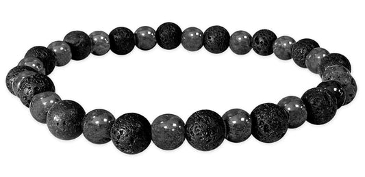 Bracelet Hematite & Pierre de lave Ø 6mm
