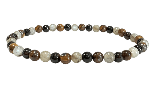 Bracelet Labradorite Oeil de tigre Obsidienne Noire Ø 4mm