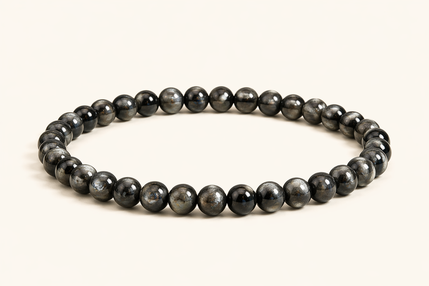 Bracelet Obsidienne argentée