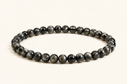 Bracelet Obsidienne argentée