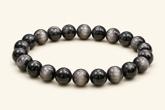 Bracelet Obsidienne argentée