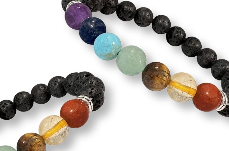 Bracelet 7 Chakras Pierre de Lave Ø 8mm