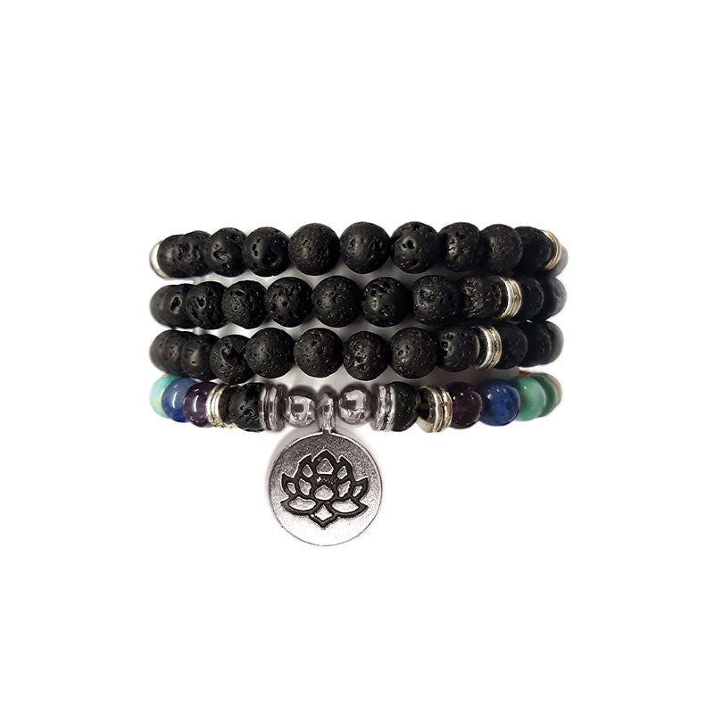Bracelet Sautoir Pierre de Lave 7 Chakras