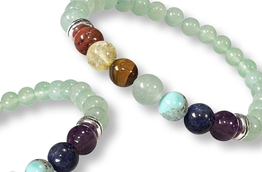 Bracelet 7 Chakras Aventurine Verte Ø 6mm