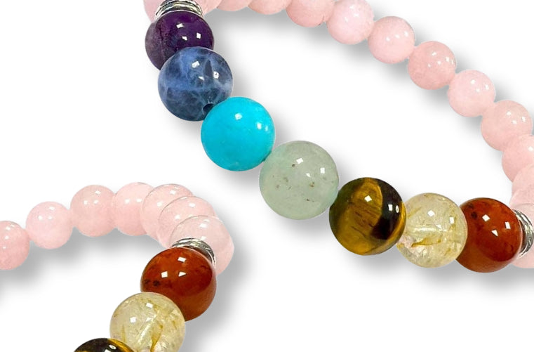 Bracelet 7 Chakras Quartz Rose Ø 8mm