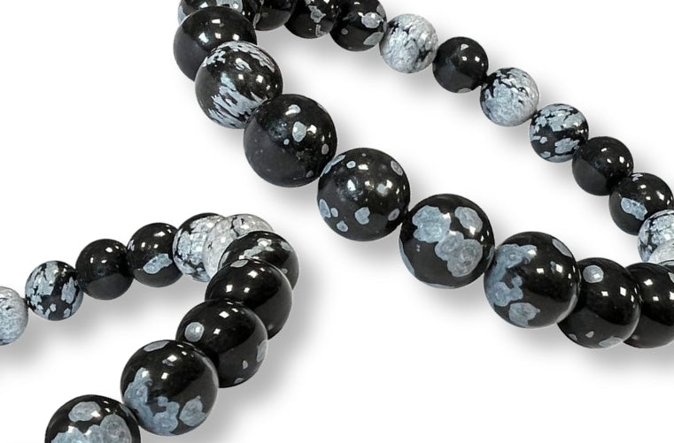 Bracelet Obsidienne Flocon de neige Ø 8mm