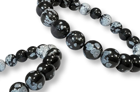 Bracelet Obsidienne Flocon de neige Ø 8mm