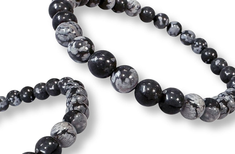 Bracelet Obsidienne Flocon de neige Ø 6mm
