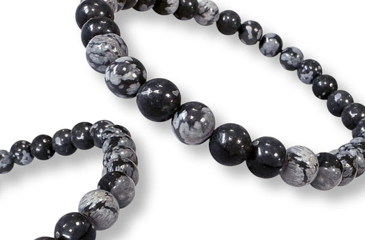 Bracelet Obsidienne Flocon de neige Ø 6mm