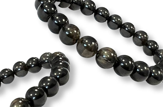 Bracelet Obsidienne noire dorée Ø 8mm