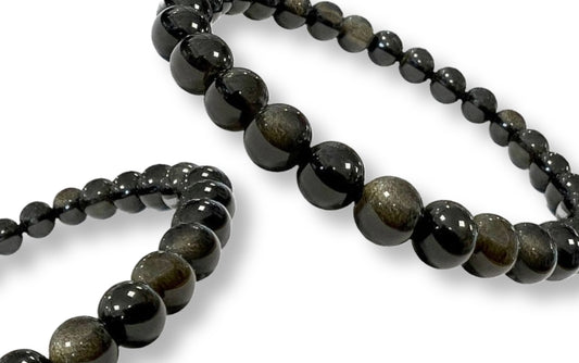 Bracelet Obsidienne noire dorée Ø 6mm