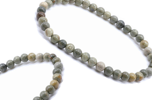 Bracelet Jaspe feuille d’argent Ø 4mm